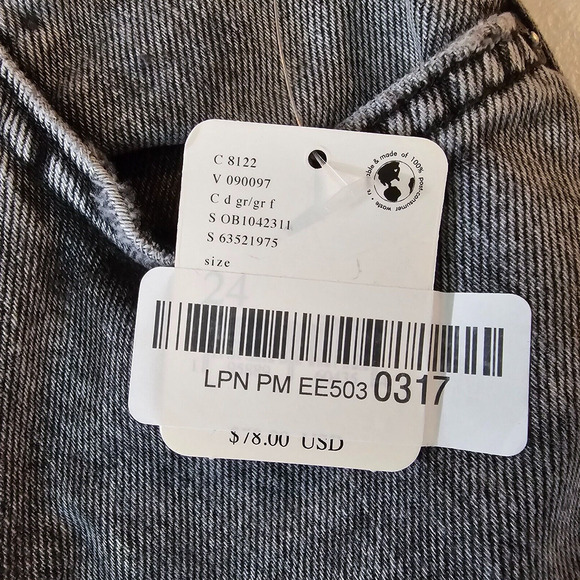 Free People Jeans Women's 24 Maggie Mid-Rise Straight Charcoal Distress NWT - Picture 7 of 14